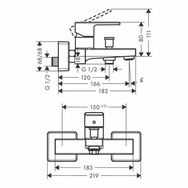 Baterie cada - dus Hansgrohe Vernis Shape monocomanda crom lucios [1]