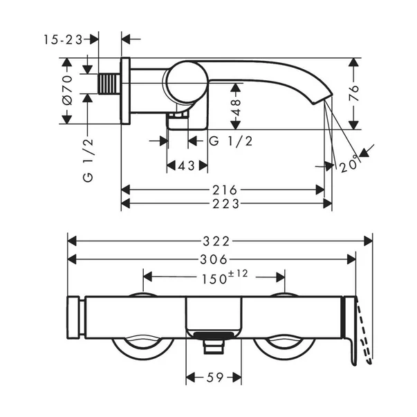 Baterie cada - dus Hansgrohe Vivenis crom lucios monocomanda [1]