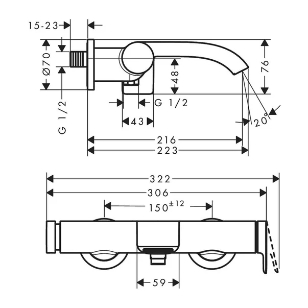 Baterie cada - dus Hansgrohe Vivenis negru mat monocomanda [2]