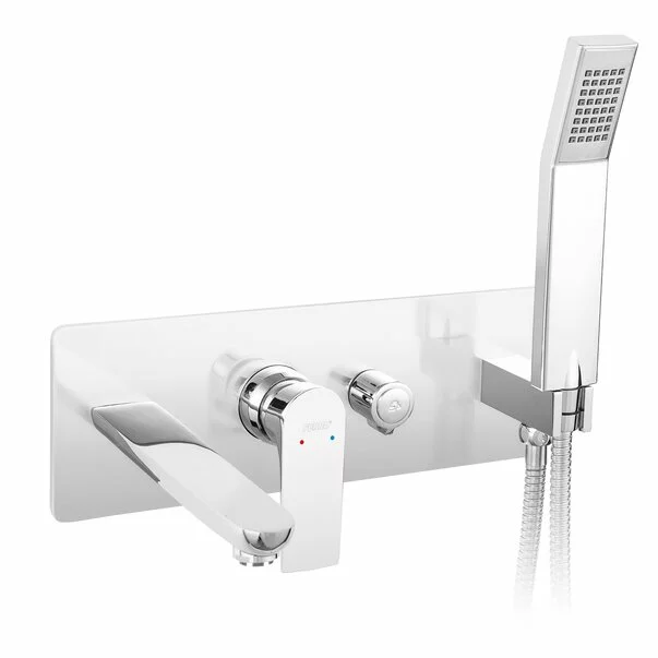 Baterii cada si dus - Baterie cada - dus incastrata Ferro Square crom cu pipa si set dus