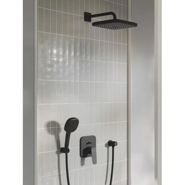 Baterie cada-dus incastrata Grohe Cubeo negru mat fara corp ingropat [2]