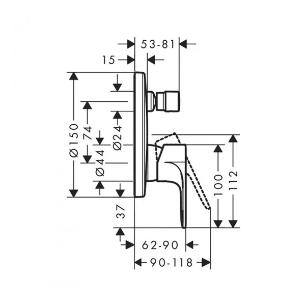 Baterie cada - dus incastrata Hansgrohe Rebris E crom lucios [1]