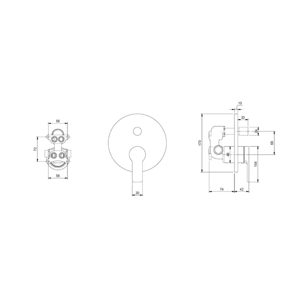Baterie cada-dus incastrata Villeroy&Boch Architectura monocomanda crom lucios fara corp ingropat [5]
