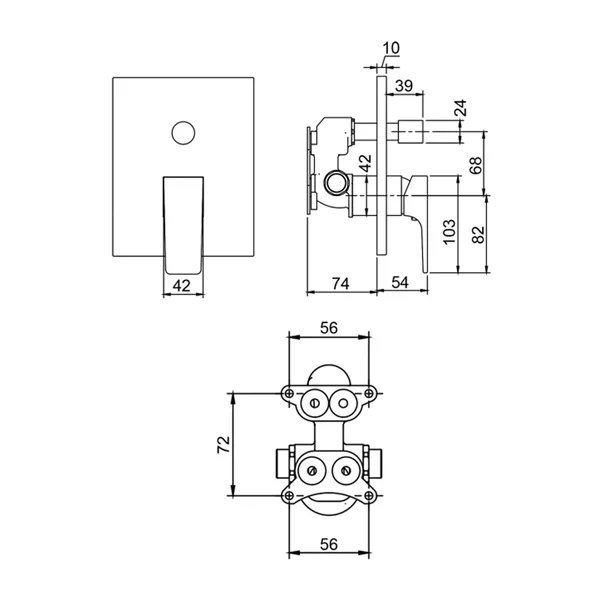 Baterie cada-dus incastrata Villeroy&Boch Architectura Square crom lucios fara corp ingropat [6]