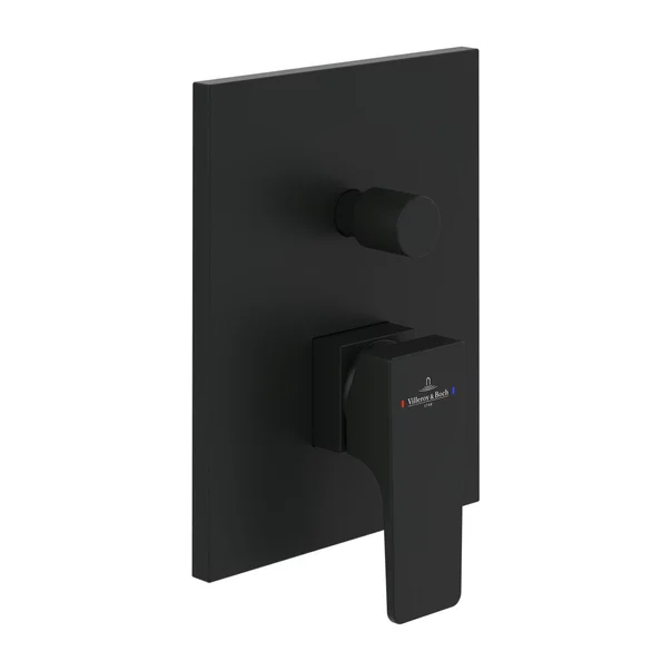 Baterii cada si dus - Baterie cada-dus incastrata Villeroy&Boch Architectura Square negru mat fara corp ingropat