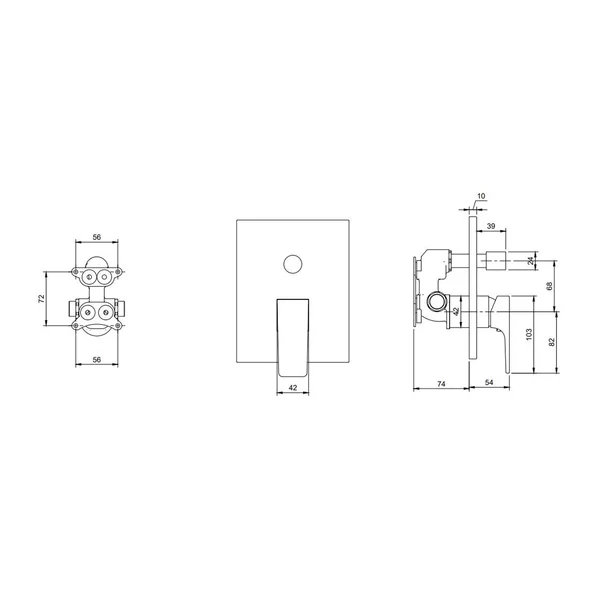Baterie cada-dus incastrata Villeroy&Boch Architectura Square negru mat fara corp ingropat [4]