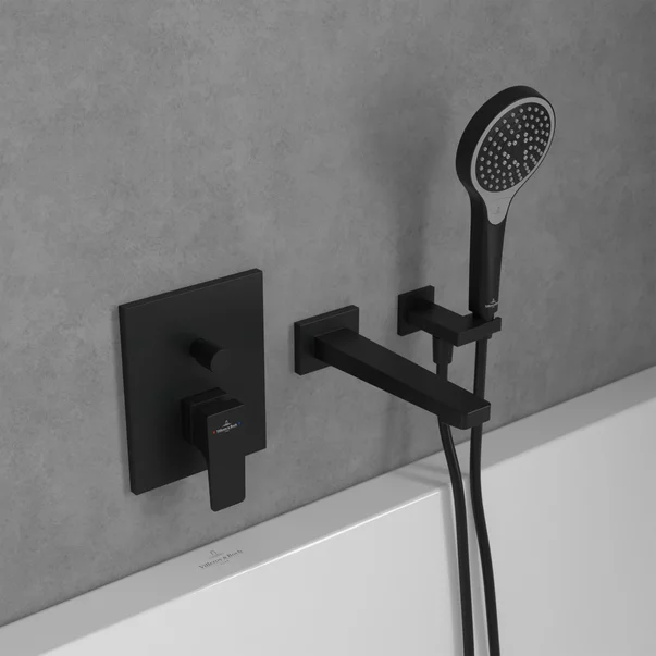 Baterie cada-dus incastrata Villeroy&Boch Architectura Square negru mat fara corp ingropat [1]