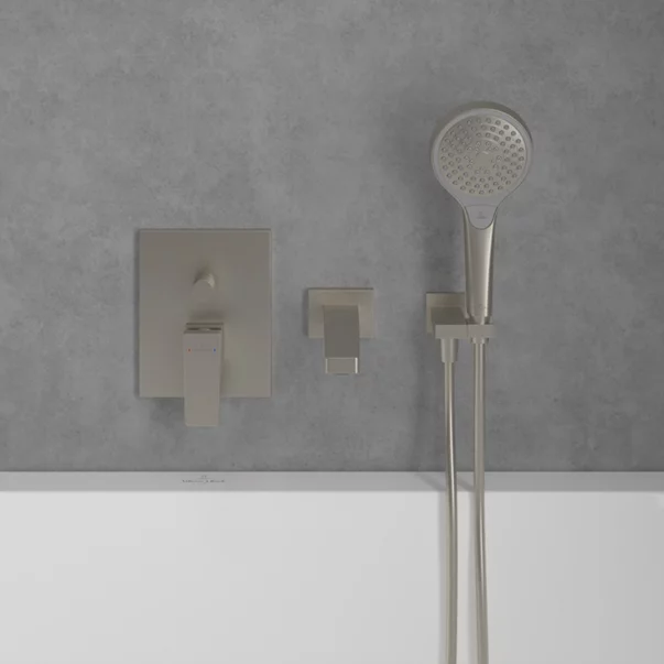 Baterie cada-dus incastrata Villeroy&Boch Architectura Square nichel periat fara corp ingropat [3]