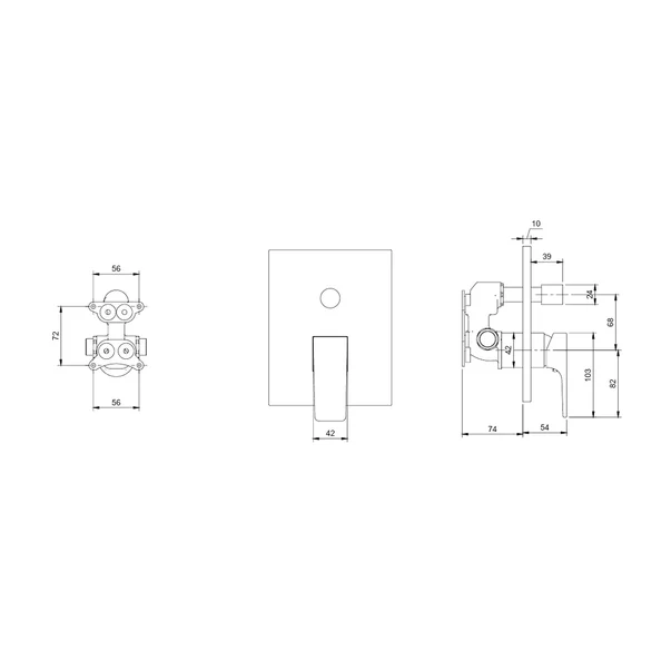 Baterie cada-dus incastrata Villeroy&Boch Architectura Square nichel periat fara corp ingropat [6]
