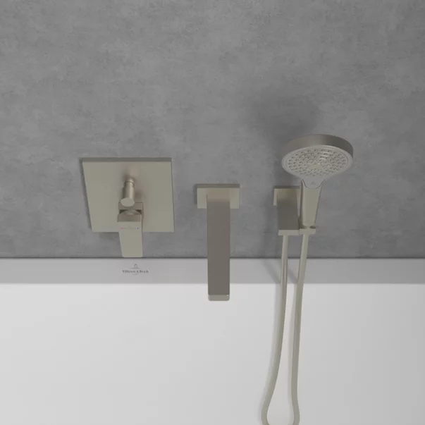 Baterie cada-dus incastrata Villeroy&Boch Architectura Square nichel periat fara corp ingropat [4]