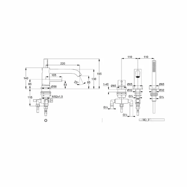 Baterie cada - dus Kludi Bozz crom monocomanda 3 elemente [1]