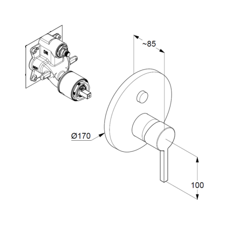 Baterie cadă - duș, Kludi, Nova Fonte, alb mat [1]