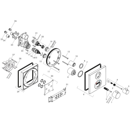 Baterie cada-dus termostat Hansgrohe Ecostat Square, cartus termostatat, blocare 40 grade, negru mat [3]
