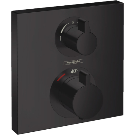 Baie - Baterie cada-dus termostat Hansgrohe Ecostat Square, cartus termostatat, blocare 40 grade, negru mat