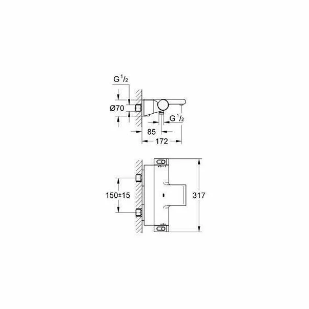Baterie cada - dus termostatata Grohe Grohtherm 2000 crom lucios [2]