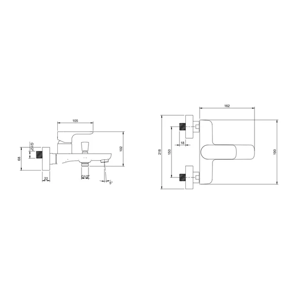 Baterie cada-dus Villeroy&Boch O.novo monocomanda crom lucios [7]