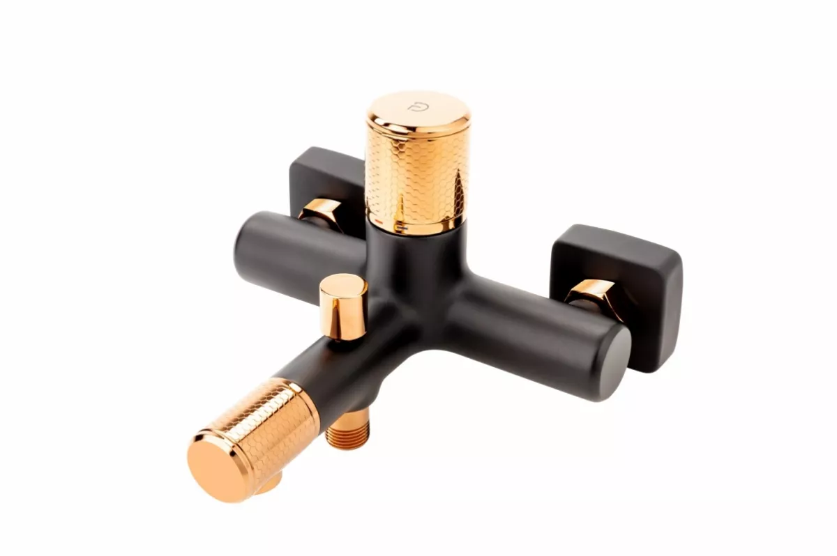 Baterie cada FDesign Ardesia, aparenta, diverter, set dus, mat, negru/cupru, FD1-ARD-1-25 [1]