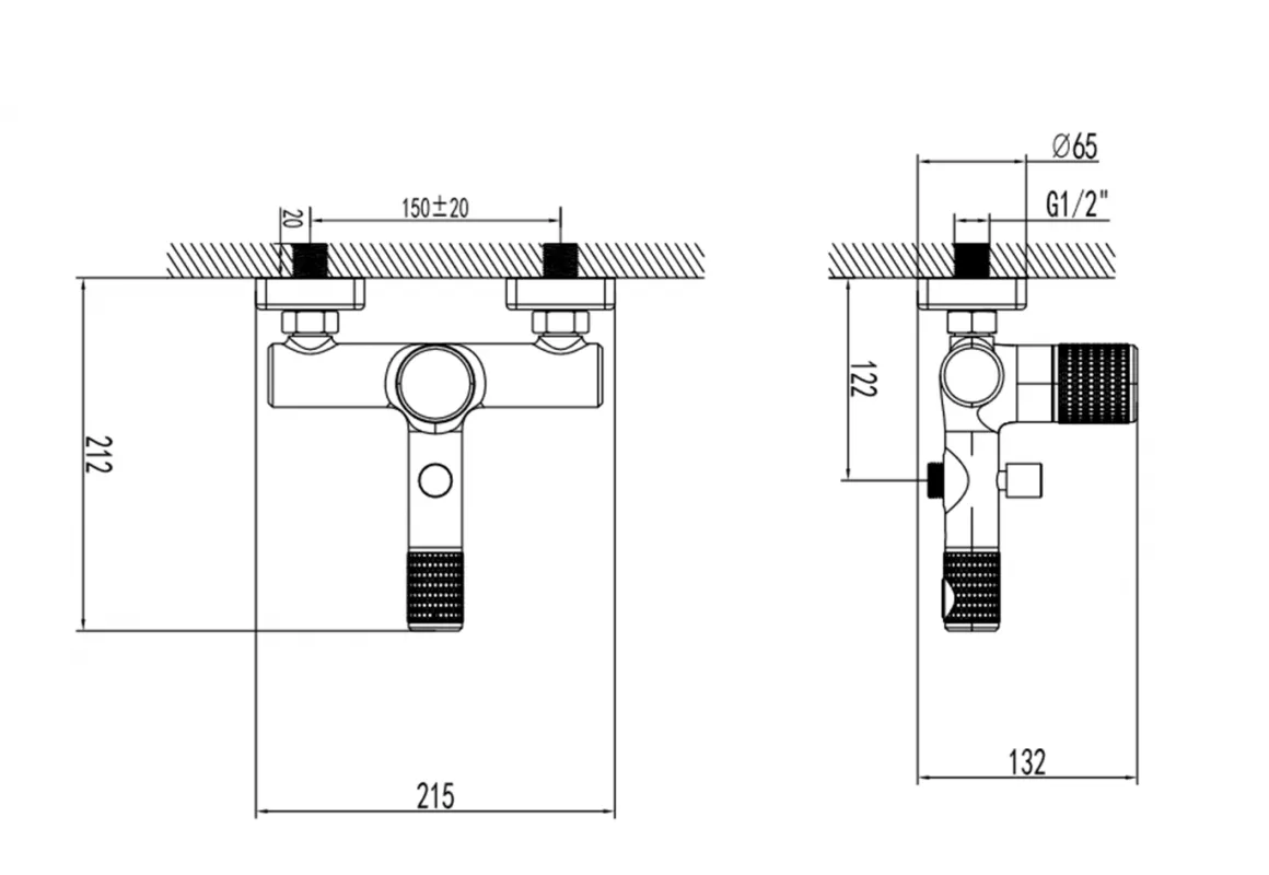 Baterie cada FDesign Ardesia, aparenta, diverter, set dus, mat, negru/cupru, FD1-ARD-1-25 [2]