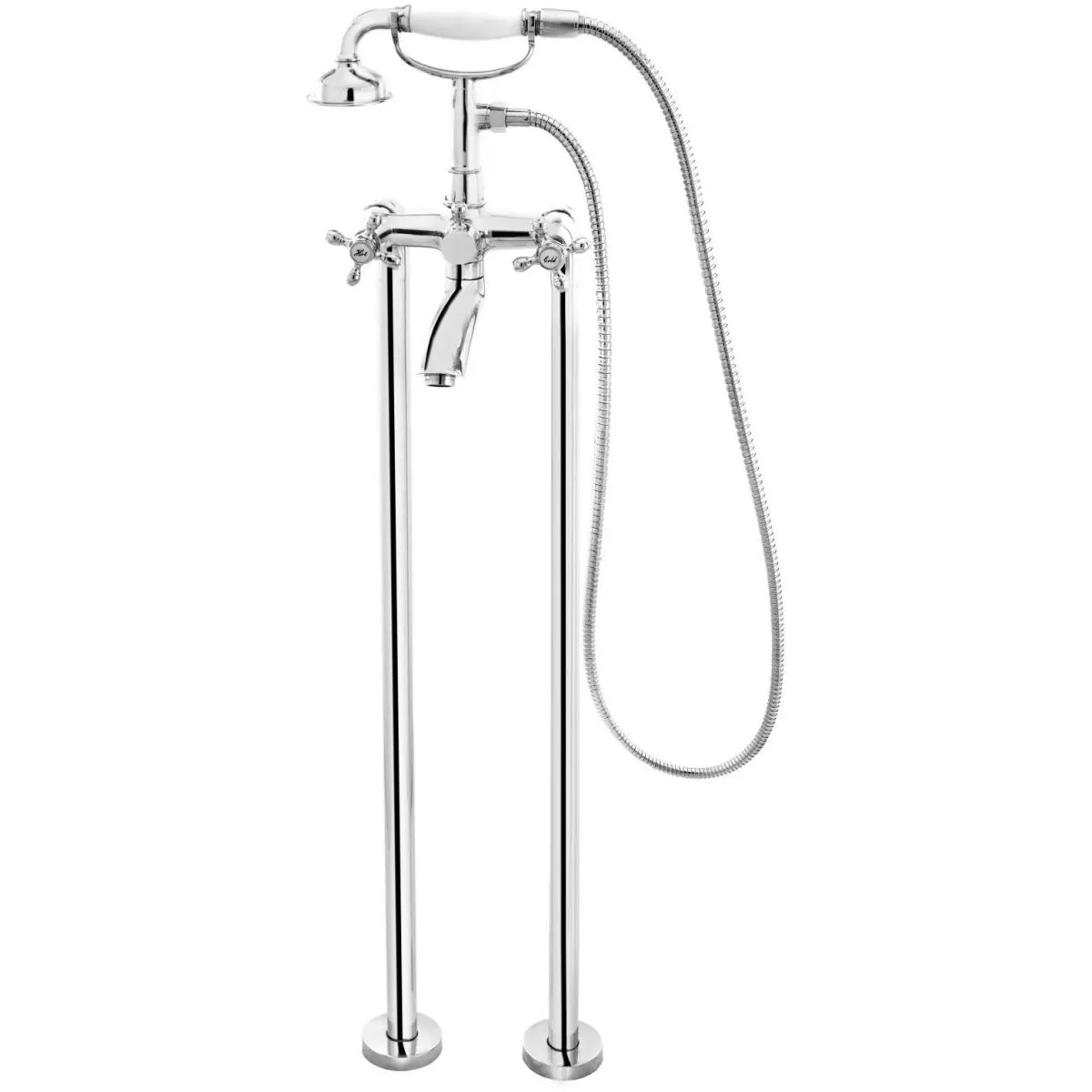 Baterii sanitare - Baterie cada Fdesign Lacrima, pe podea, set dus, crom, FD1-LRA-11F-11