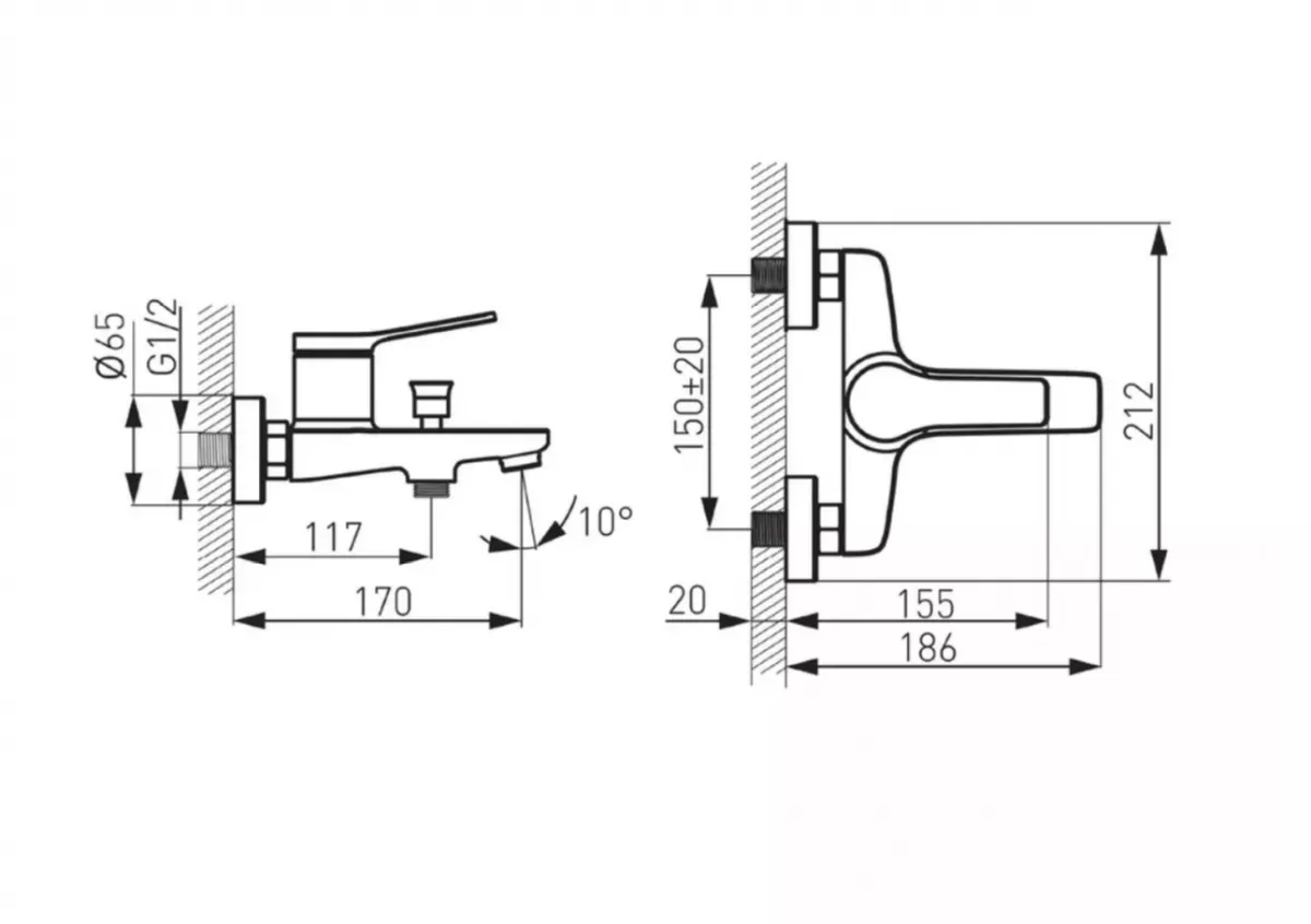 Baterie cada FDesign Seppia, aparenta, diverter, set dus, mat, negru/cupru, FD1-SPA-1-25 [3]