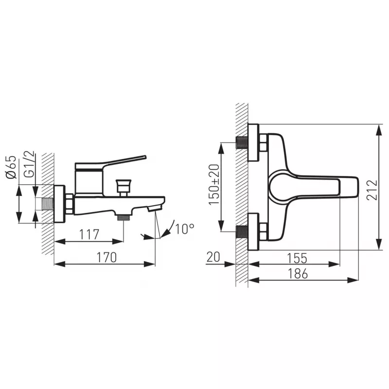Baterie cada FDesign Seppia, aparenta, diverter, set dus, mat, negru, FD1-SPA-1-22 [2]