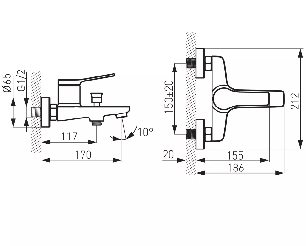 Baterie cada FDesign Seppia FD1-SPA-1-11, 1/2'', aparenta, monocomanda, diverter, crom [1]