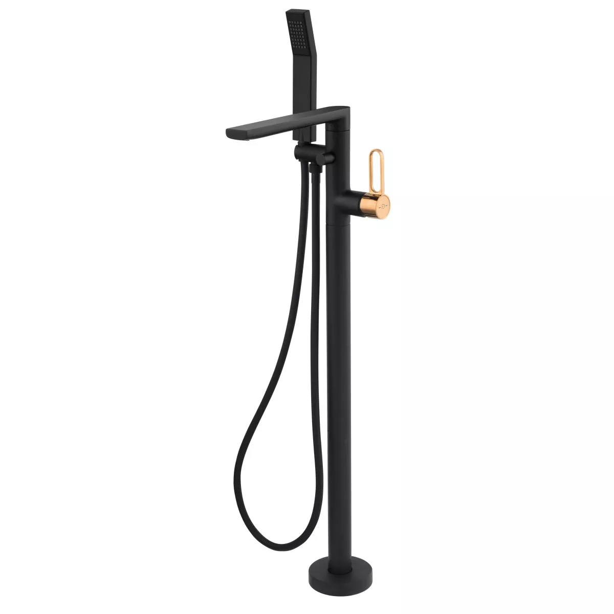 Baterii sanitare - Baterie cada Fdesign Zaffiro, pe podea, set dus, mat, negru/cupru, FD1-FD1-ZFR-11F-25