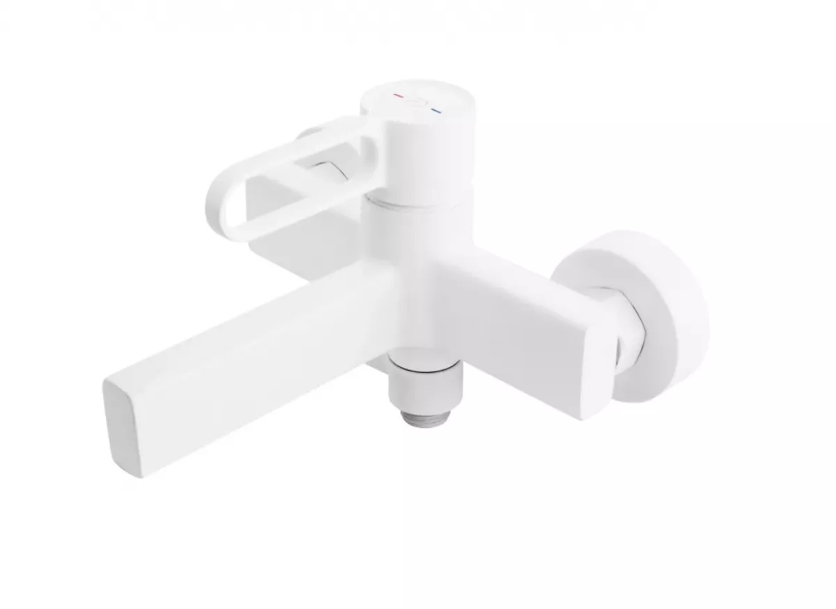 Baterii sanitare - Baterie cada FDesin Zaffiro FD1-ZFR-1-33, 1/2'', aparenta, diverter, anti-reflux, mat, alb