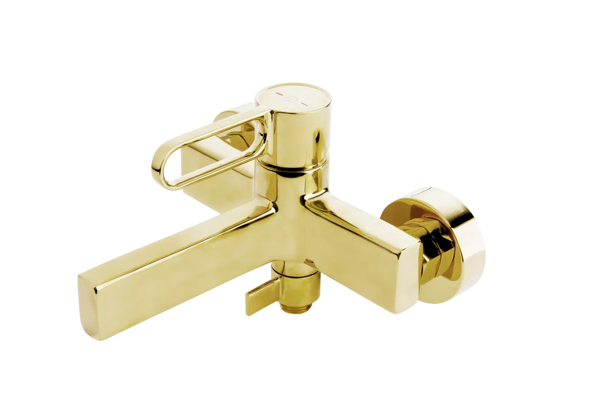 Baterii sanitare - Baterie cada FDesin Zaffiro FD1-ZFR-1-55, 1/2'', aparenta, diverter, anti-reflux, lucios, auriu