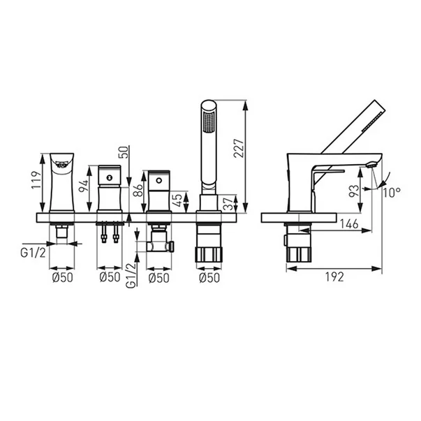 Baterie cada Ferro Algeo 4 piese [1]