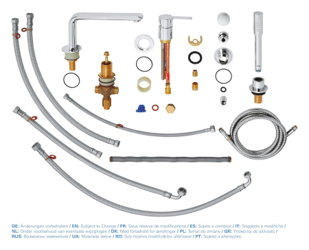 Baterie cada Grohe 19577001, 0.7 bar, 33 mm, 2 m, 197 mm, 450 mm, 212 mm, 2 orificii instalare, Crom [2]