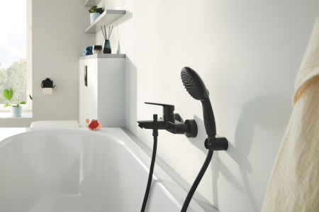 Baterie cada Grohe 242062432, 0.8 bar, 188 mm, 223 mm, 2 orificii instalare, 1/2 dimensiune racord, Negru [4]