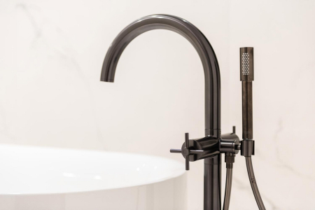 Baterie cada Grohe 25044AL3, Atrio, 1/2'', pe podea, set dus, necesita valva, mat, grafit [2]