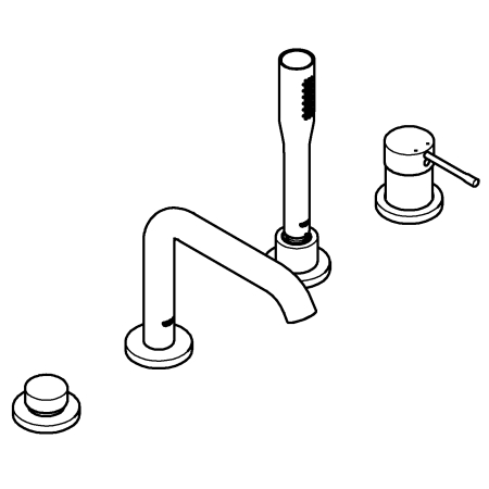 Baterie cada Grohe 25251001, 1 bar, 28 mm, 2 m, 251 mm, 480 mm, 197 mm, 4 orificii instalare, 1 functii para dus, Crom [2]