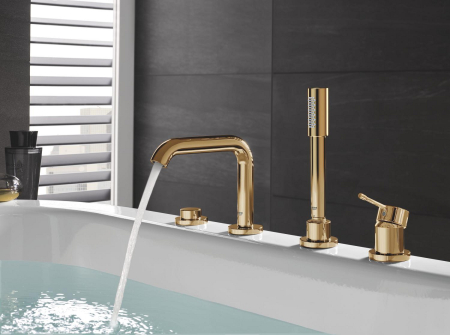 Baterie cada Grohe 25251GL1, Essence, pe cada, set dus, lucios, auriu [1]
