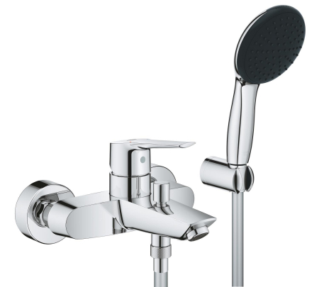 Baterii cada si dus - Baterie cada Grohe 25283002, 0.8 bar, 110 mm, 1.5 m, 188 mm, 221 mm, 2 orificii instalare, 1 functii para dus, Crom