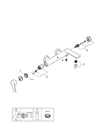 Baterie cada Grohe 32826DL1, Allure, aparenta, diverter, mat, cupru [4]
