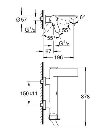 Baterie cada Grohe 32826DL1, Allure, aparenta, diverter, mat, cupru [3]