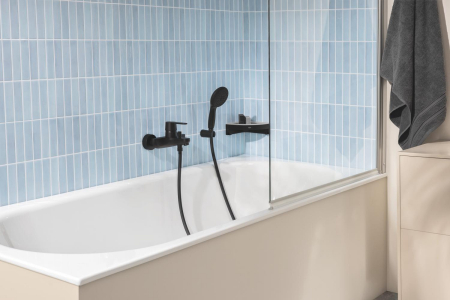 Baterie cada Grohe 328872430, 1 bar, 164 mm, 212 mm, 2 orificii instalare, 1/2 dimensiune racord, Negru [6]