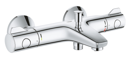 Baterii cada si dus - Baterie cada Grohe 34576000, 1 bar, 2 orificii instalare, 1/2 dimensiune racord, 1/2 dimensiune racord furtun, Crom