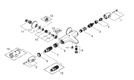 Baterie cada Grohe 34816003, 1 bar, 317 mm, 173 mm, 101 mm, 2 orificii instalare, 1/2 dimensiune racord, Crom [12]