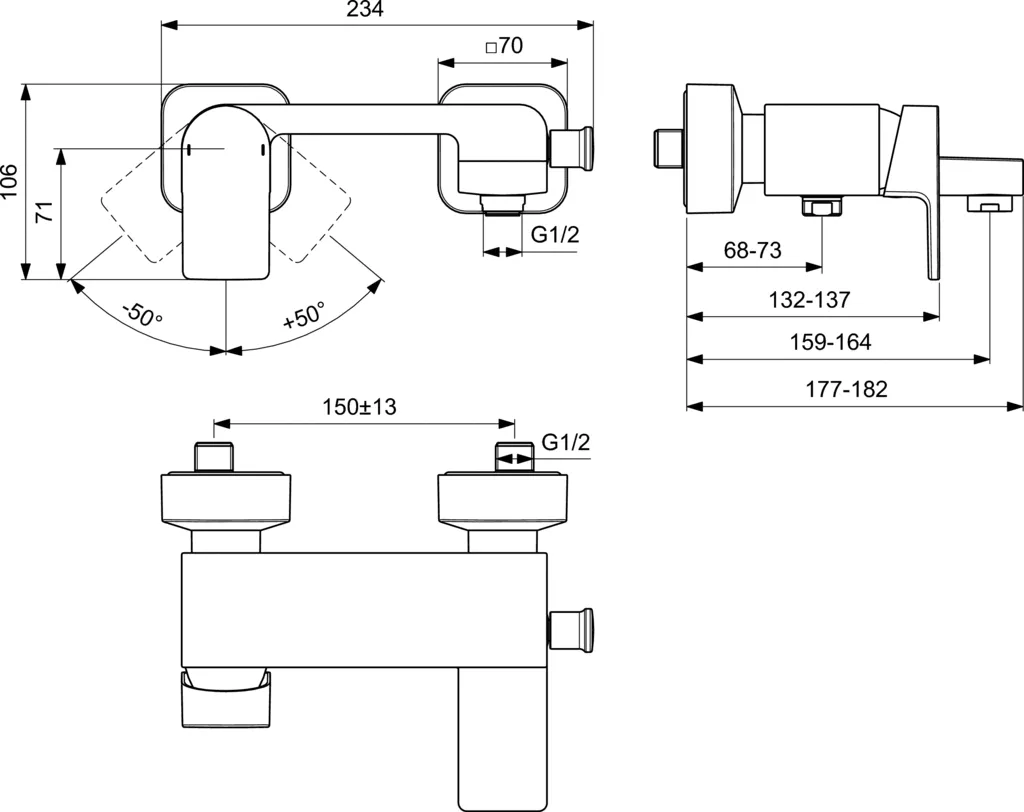 Baterie cada Ideal Standard Edge A7121, 1/2''', aparenta, monocomanda, diverter, cartus ceramic, limitator, crom [1]