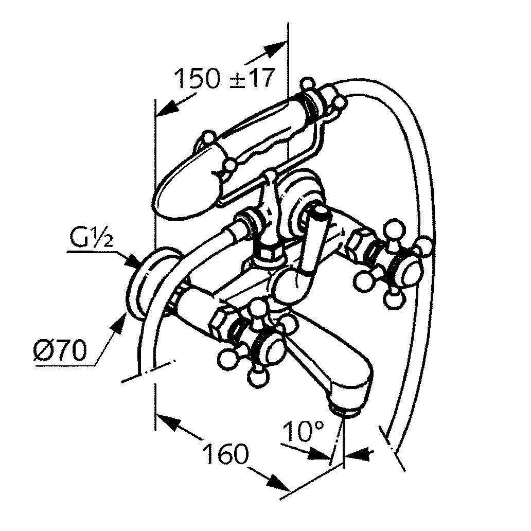 Baterie cada Kludi Adlon, aparenta, set dus, crom, 514410520 [1]