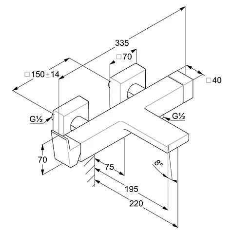 Baterie cada Kludi Decus, aparenta, mat, auriu, 54691N075 [1]