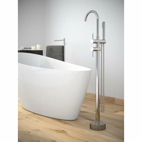 Baterii cada si dus - Baterie cada montaj pe pardoseala Besco Illusion crom lucios