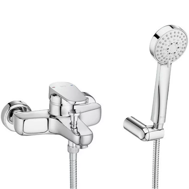 Baterii cada si dus - Baterie cada Roca A5A011BC0K, 0.8 bar, 80 mm, 1.7 m, 189 mm, 218 mm, 156 mm, 2 orificii instalare, Crom