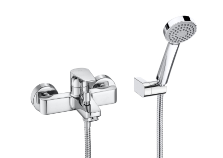 Baterii cada si dus - Baterie cada Roca A5A0190C00, 0.8 bar, 80 mm, 1.7 m, 178 mm, 217 mm, 120 mm, 2 orificii instalare, Crom