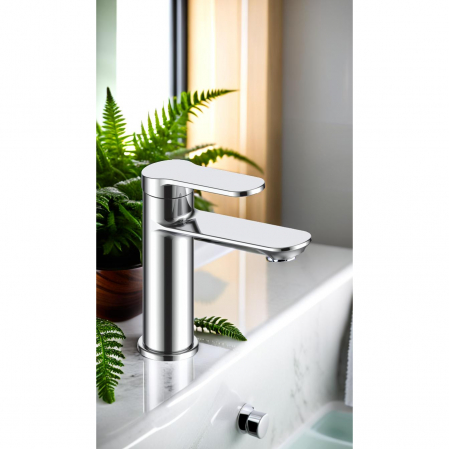 Baterie chiuveta baie, Ferrara, La Brocca MILANO P700D105, Monocomanda, Design slim, Montaj pe perete, Economie de apa, Silentioasa, Usor de curatat si instalat, alama sanitara, Finisaj crom [2]