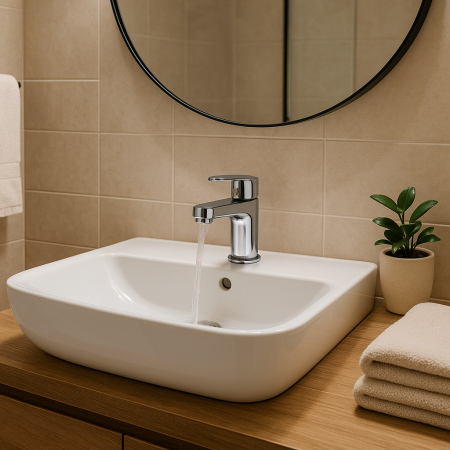 Baterie chiuveta baie La Brocca NAPOLI P300D105, Monocomanda, Racorduri incluse, Economie de apa, Silentioasa, Usor de curatat si instalat, alama sanitara, Finisaj crom [4]