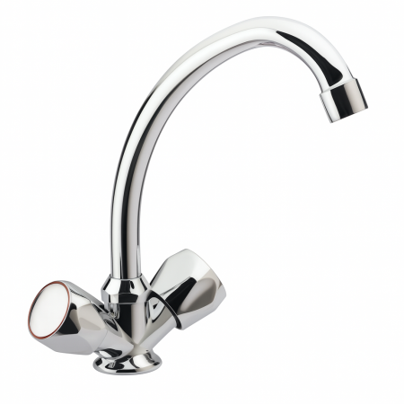 Baterii sanitare - Baterie chiuveta bucatarie Remer 43Y, dubla comanda, pipa pivotanta, crom lucios